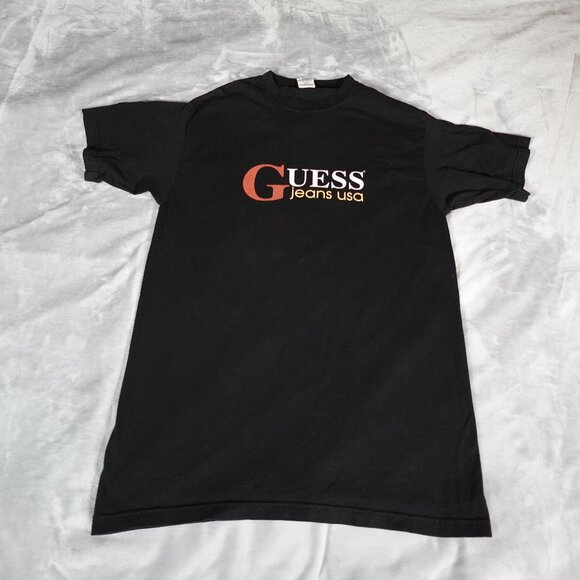 Vintage Guess Jeans USA Graphic T Shirt Mens Medium Tall Long Fit 90s - Picture 1 of 8